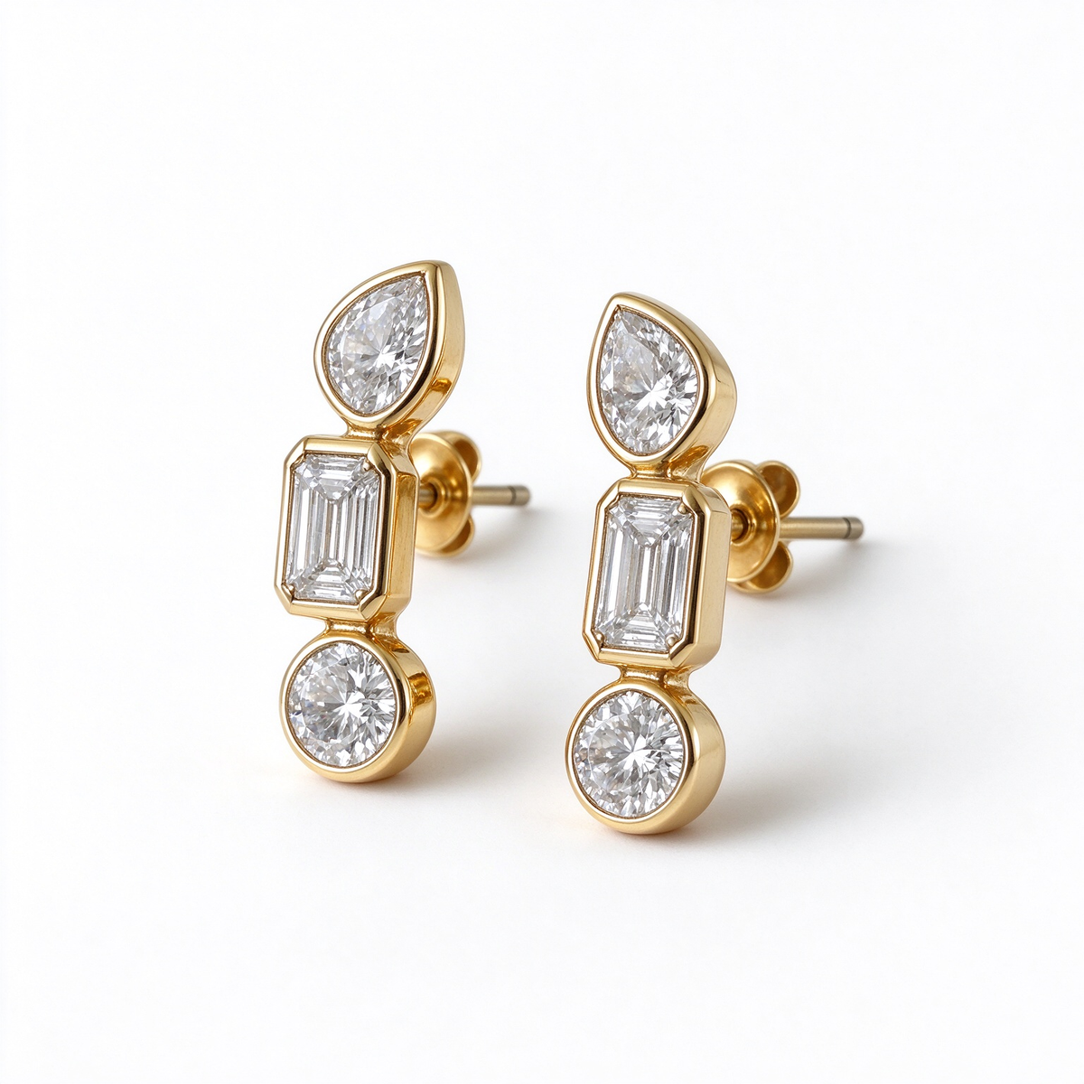 LUCERARO Earrings | Triple-Shape Lab-Grown Diamond Bezel Earrings 7/8 ct. tw. (pair)