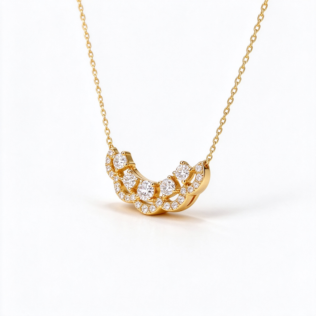 LUCERARO Necklace | Round Lab-Grown Diamond Curved Fan Necklace 3/4 ct. tw.