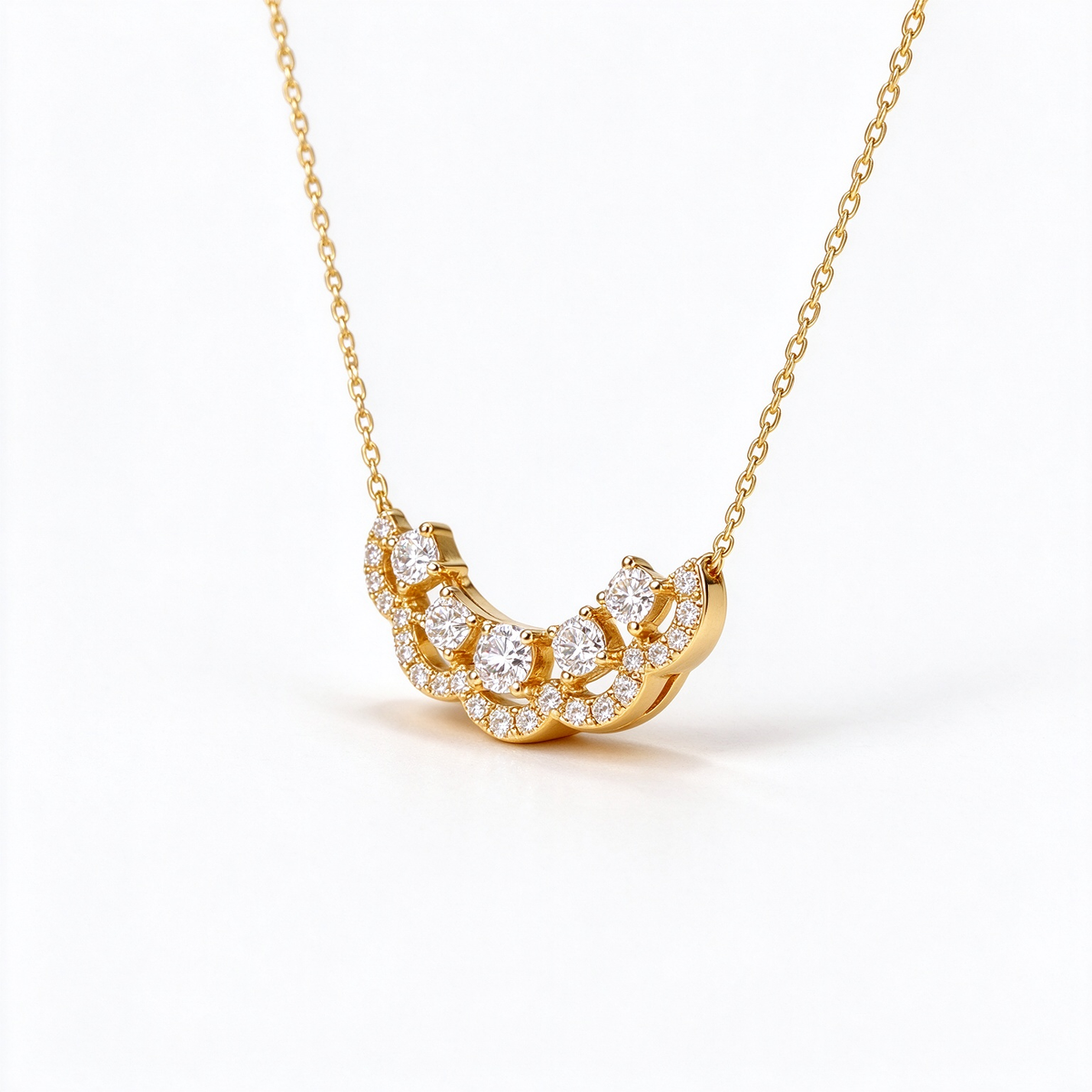 LUCERARO Necklace | Round Lab-Grown Diamond Curved Fan Necklace 3/4 ct. tw.