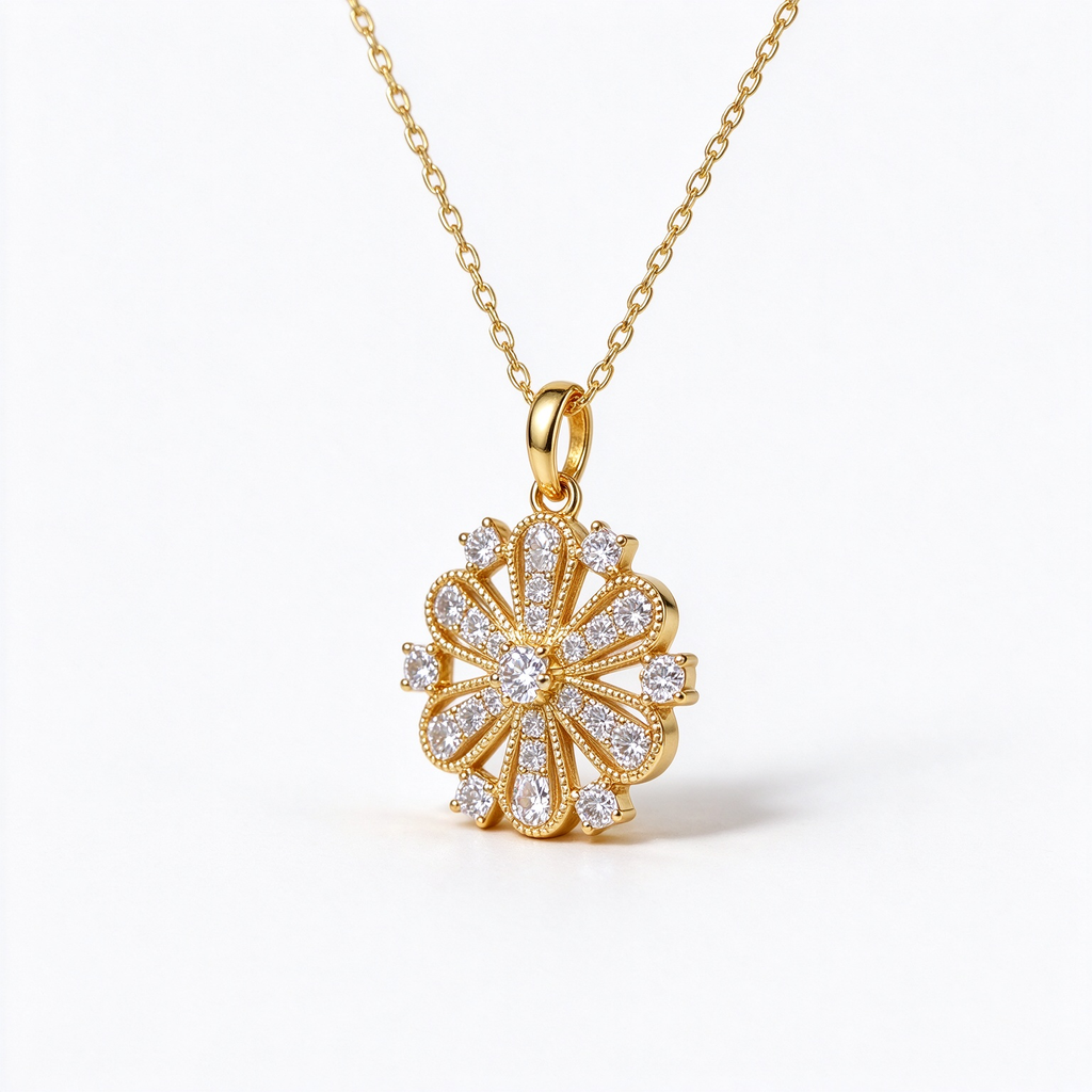 LUCERARO Necklace | Floral Burst Lab-Grown Diamond Necklace 5/8 ct. tw.