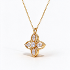 LUCERARO Necklace | Four-Petal Flower Lab-Grown Diamond Necklace 1 1/6 ct. tw.