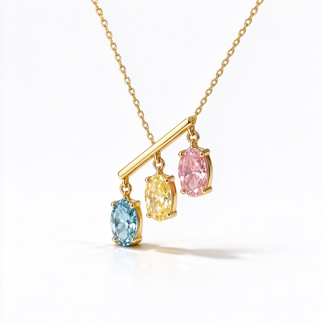 LUCERARO Necklace | Tri-Color Oval Lab-Grown Diamond Necklace 1 1/2 ct. tw.
