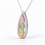 LUCERARO Necklace | Tri-Color Lab-Grown Diamond Elongated Pendant 1 7/8 ct. tw.