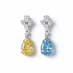 LUCERARO Earrings | Asymmetrical Yellow & Blue Pear Lab-Grown Diamond Drop Earrings 2 ct. tw. (pair)
