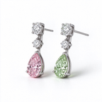 LUCERARO Earrings | Asymmetrical Pink & Green Pear Lab-Grown Diamond Drop Earrings 1 7/8 ct. tw. (pair)