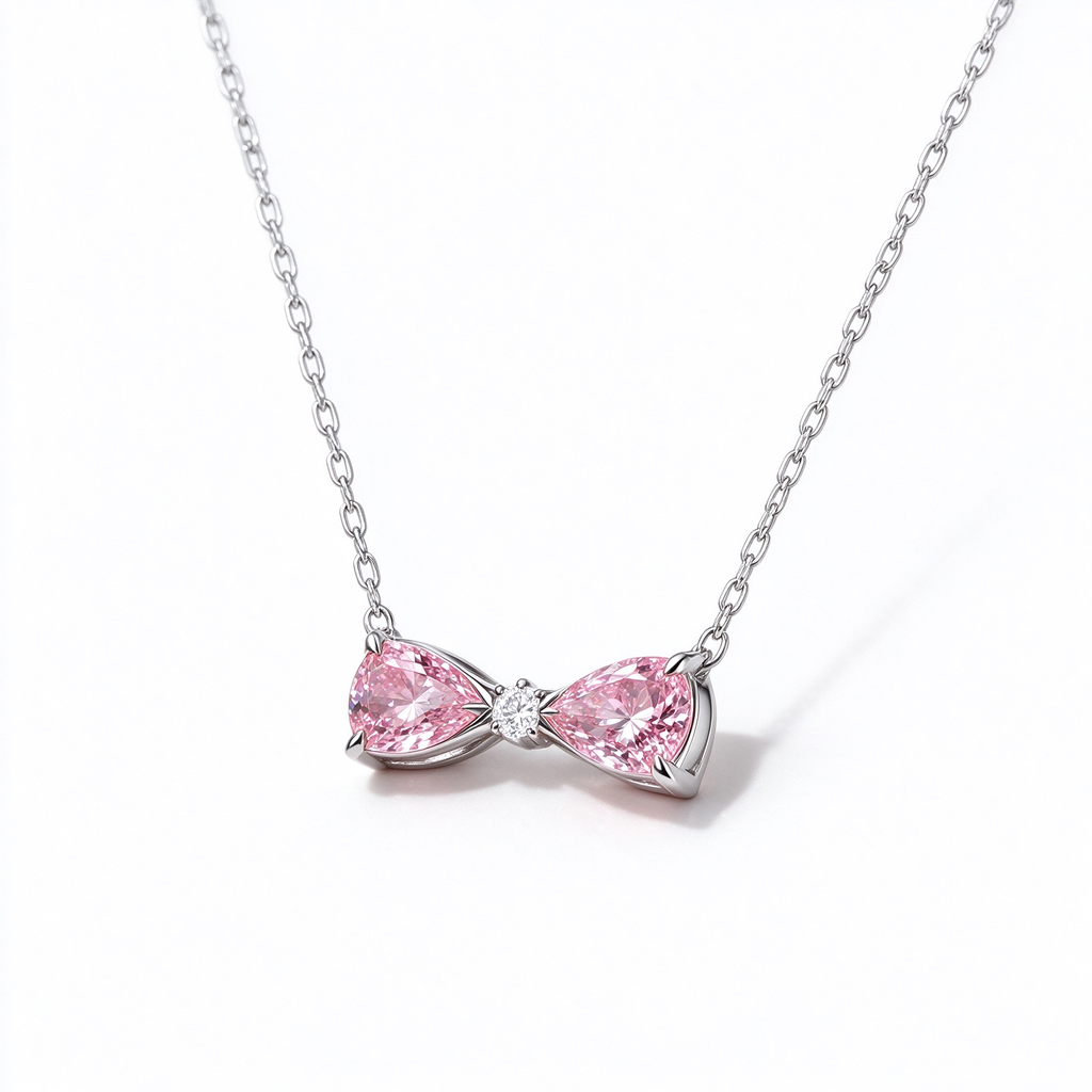 LUCERARO Necklace | Pink Lab-Grown Diamond Bow Necklace 1 1/10 ct. tw.