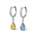 LUCERARO Earrings | Asymmetrical Yellow & Blue Pear Lab-Grown Diamond Drop Earrings 1 2/5 ct. tw. (pair)