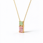 LUCERARO Necklace | Green & Pink Radiant Lab-Grown Diamond Necklace 1 1/4ct. tw.