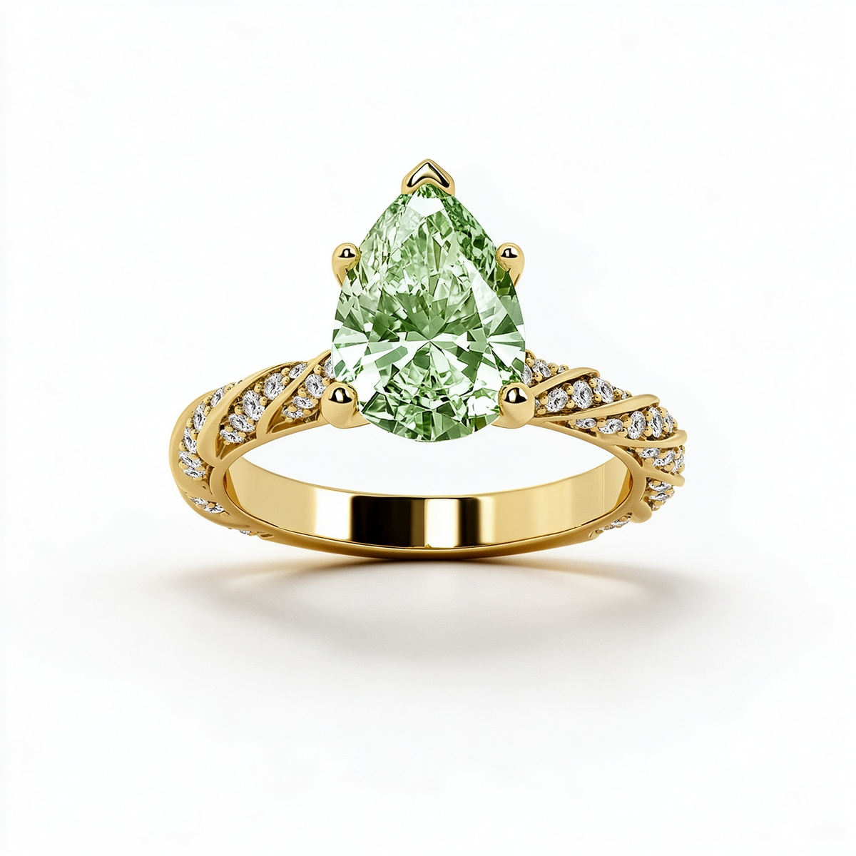 LUCERARO Engagement | Fancy Intense Green Pear Lab-Grown Diamond Ring 3 ct. tw.