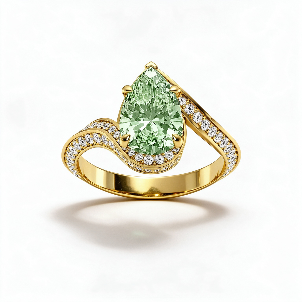 LUCERARO Engagement | Fancy Intense Green Pear Lab-Grown Diamond Ring 3 ct. tw.