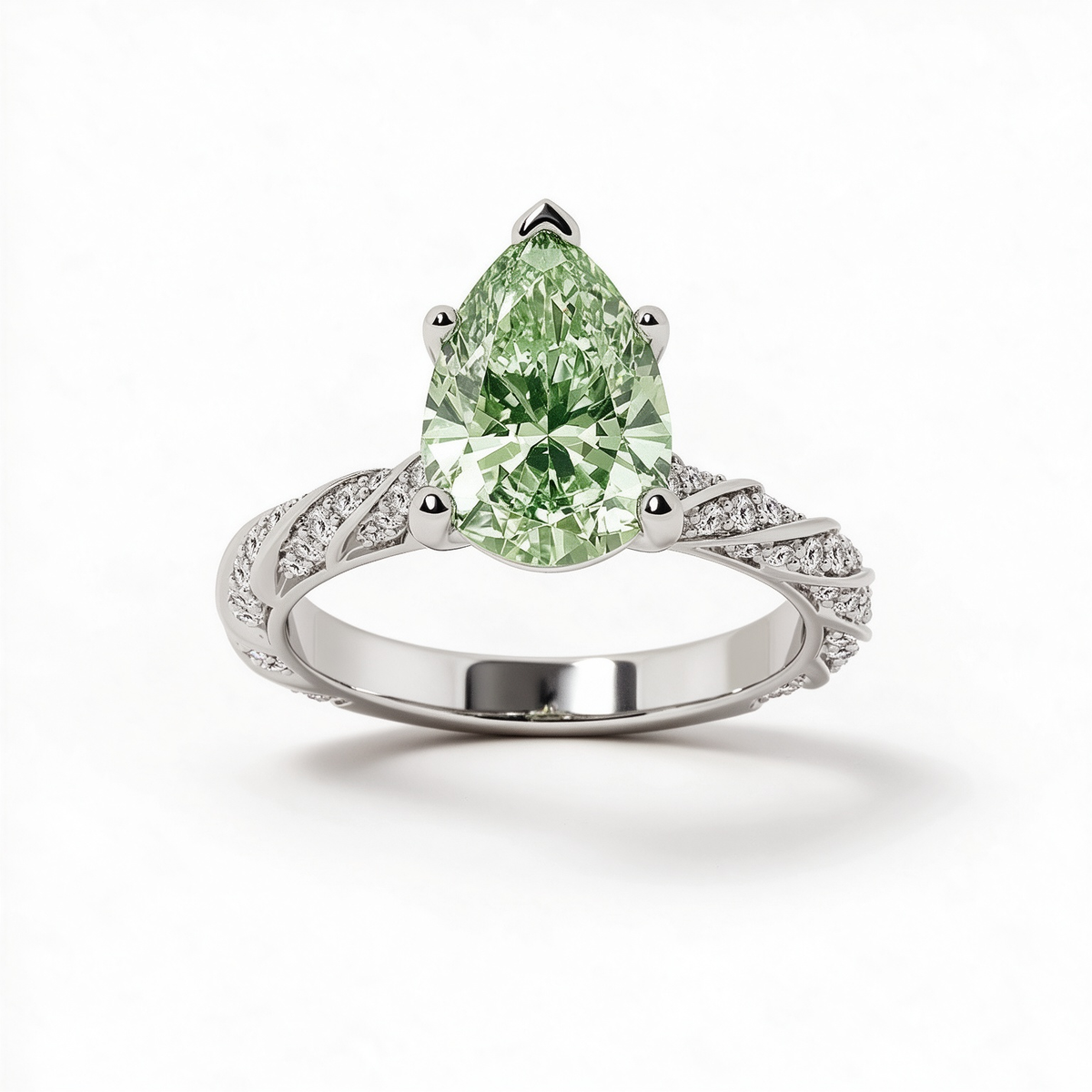 LUCERARO Engagement | Fancy Intense Green Pear Lab-Grown Diamond Ring 3 ct. tw.