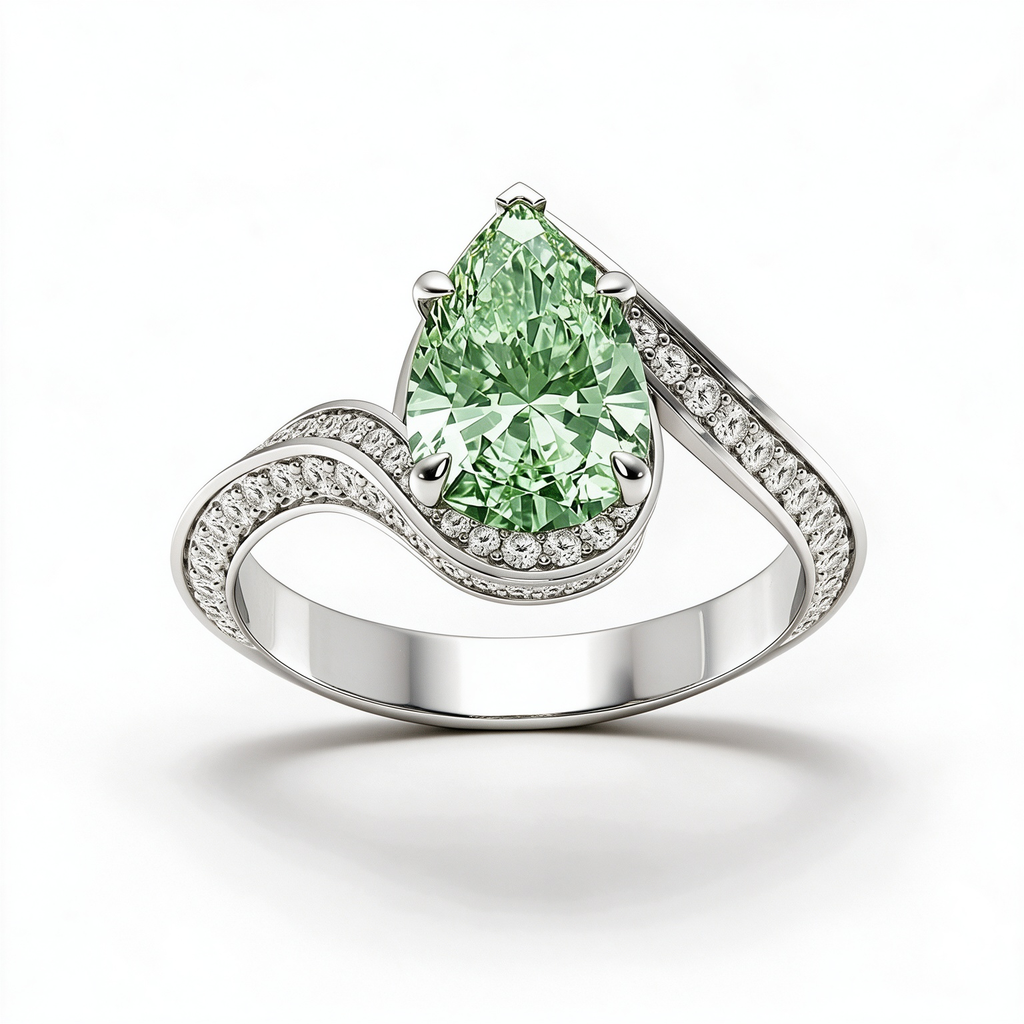 LUCERARO Engagement | Fancy Intense Green Pear Lab-Grown Diamond Ring 3 ct. tw.
