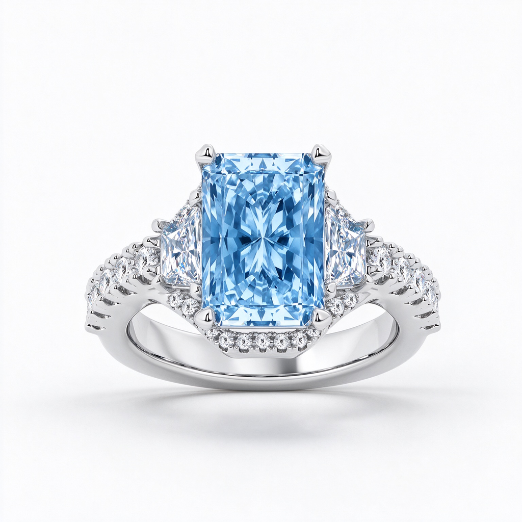LUCERARO Engagement | Fancy Intense Blue Radiant Lab-Grown Diamond Ring 5 ct. tw.