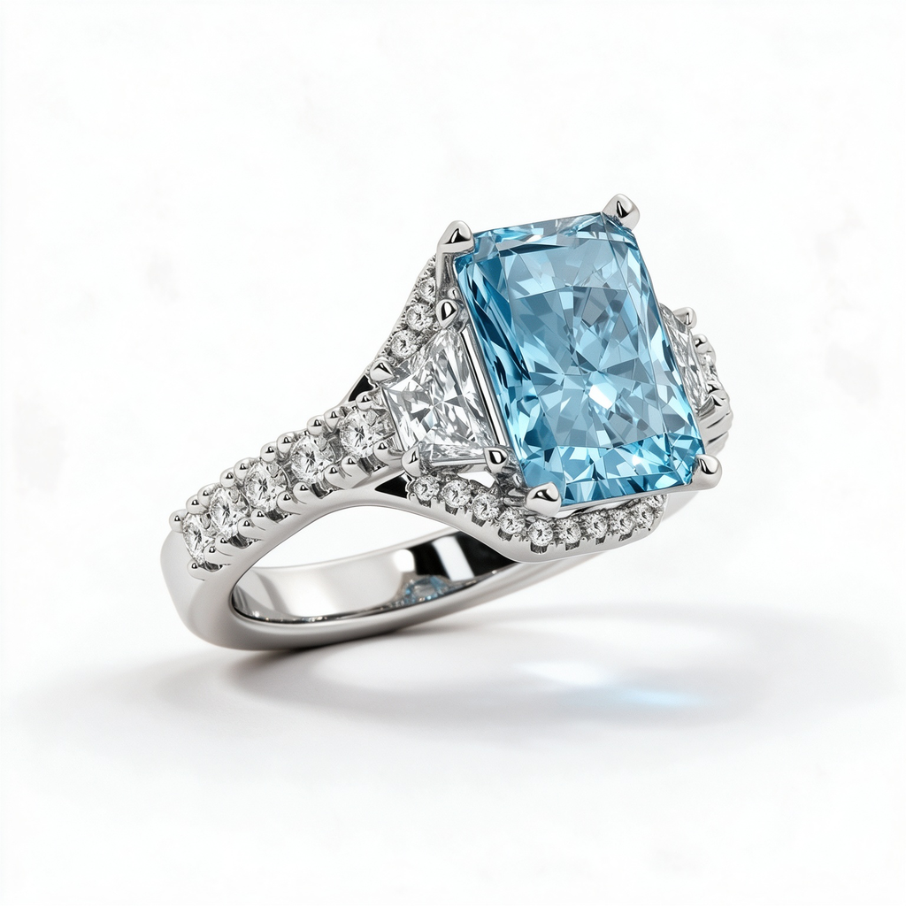 LUCERARO Engagement | Fancy Intense Blue Radiant Lab-Grown Diamond Ring 5 ct. tw.