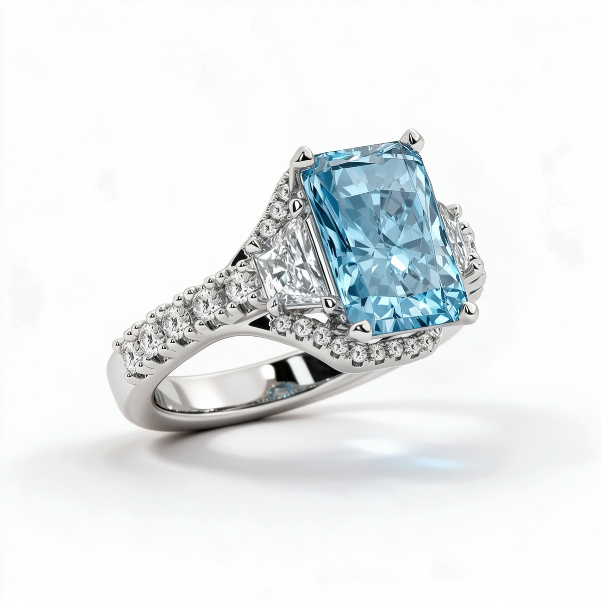 LUCERARO Engagement | Fancy Intense Blue Radiant Lab-Grown Diamond Ring 5 ct. tw.