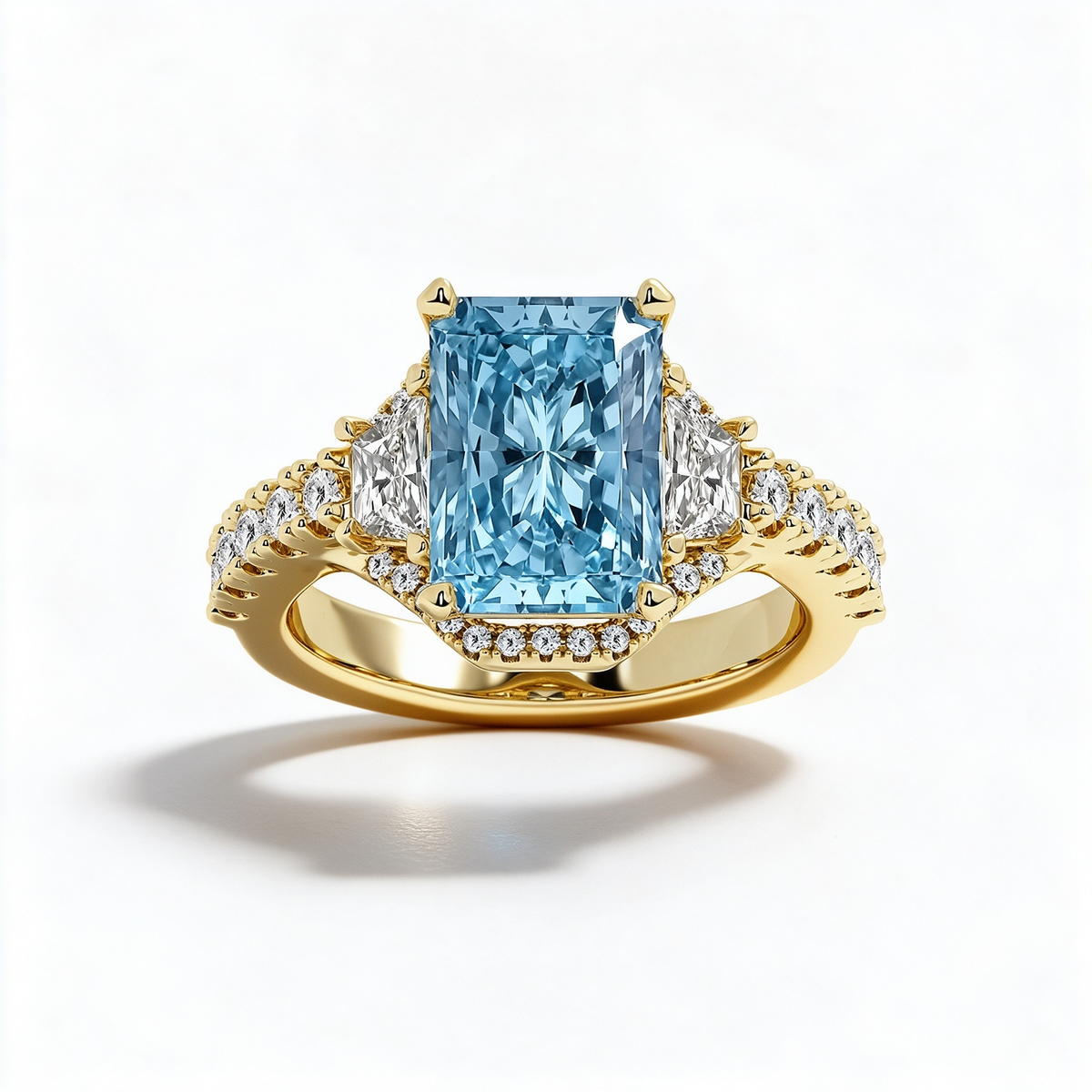 LUCERARO Engagement | Fancy Intense Blue Radiant Lab-Grown Diamond Ring 5 ct. tw.