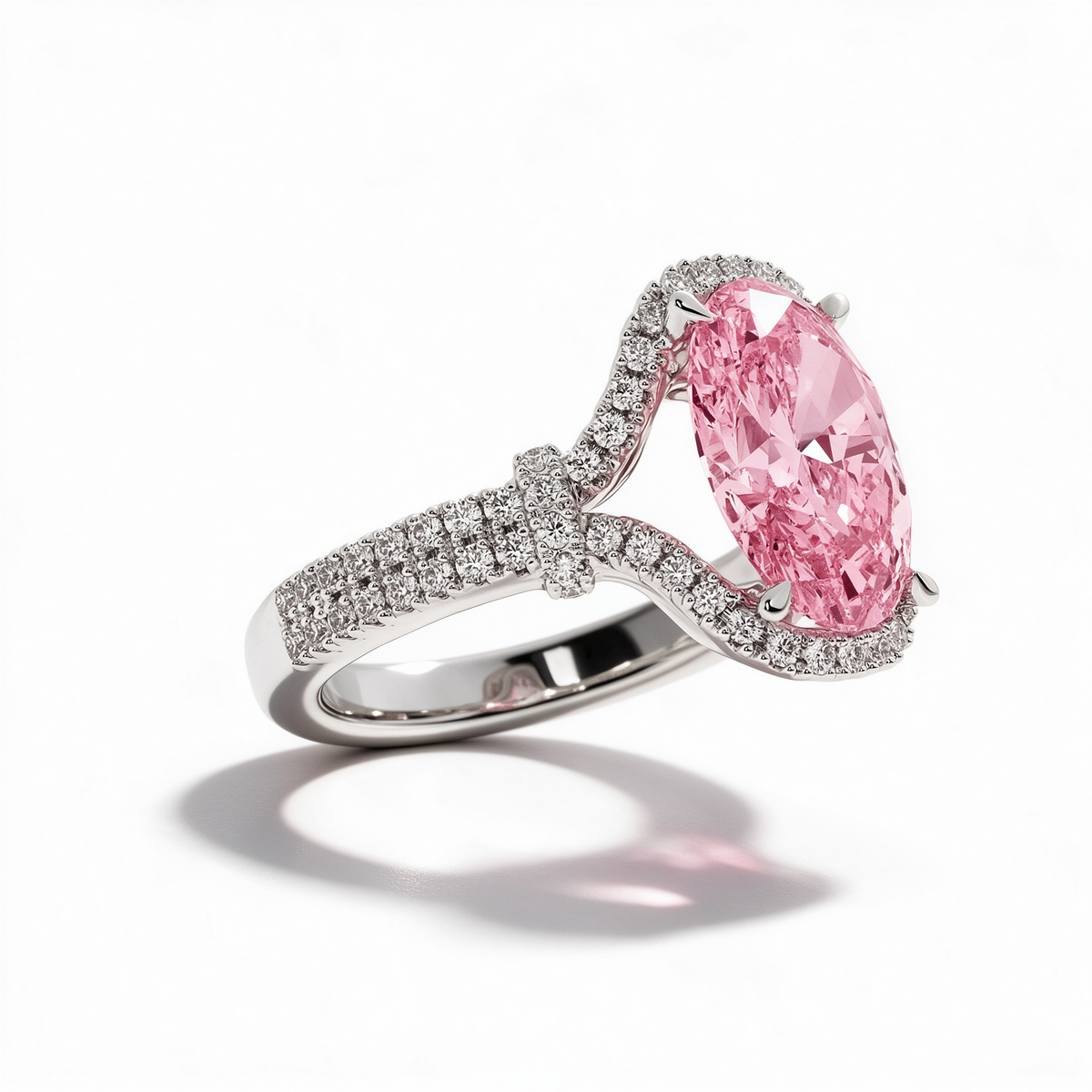 LUCERARO Engagement | Fancy Intense Pink Oval Lab-Grown Diamond Ring 3 ct. tw.
