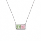 LUCERARO Necklace | Green & Pink Radiant Lab-Grown Diamond Necklace 1 2/5 ct. tw.