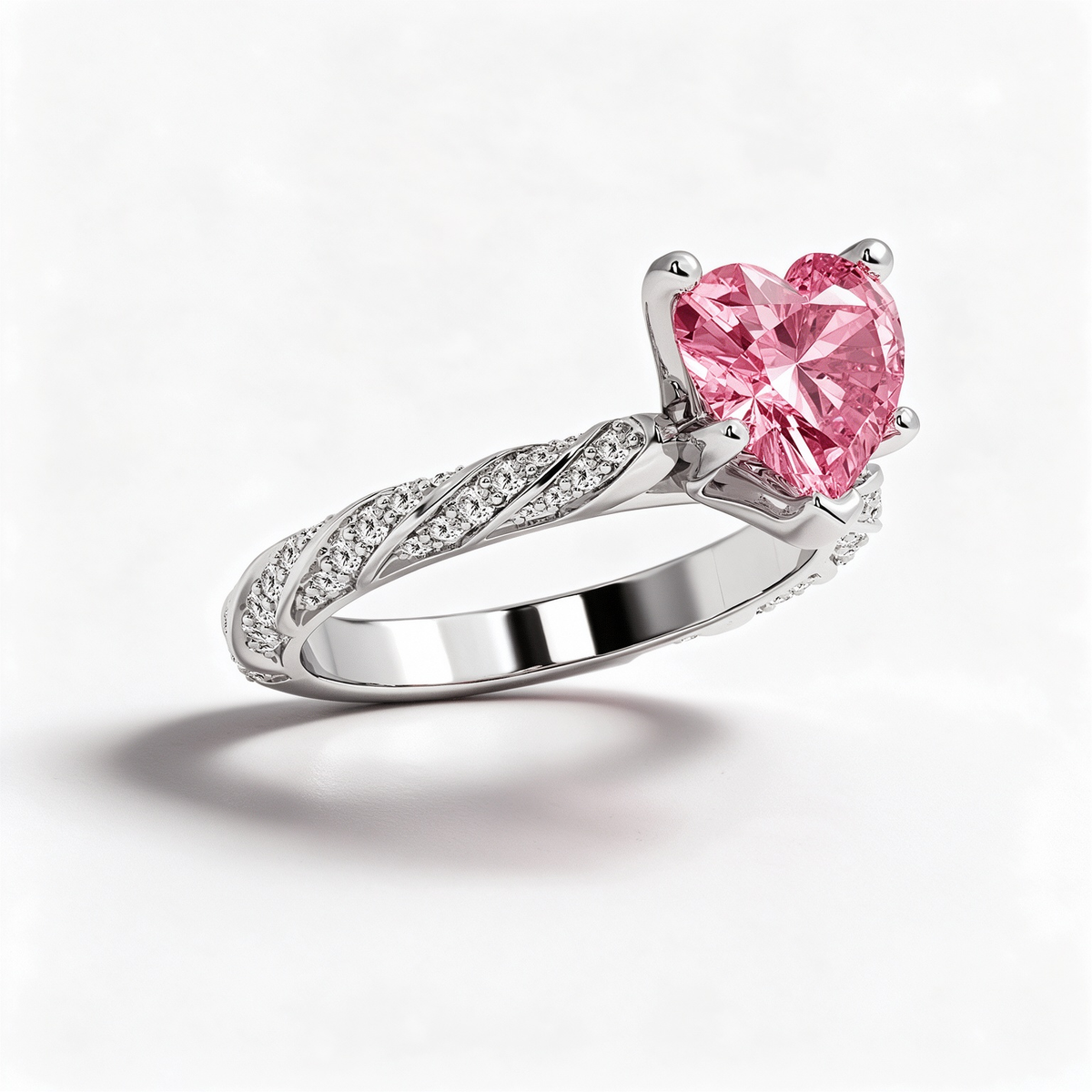 LUCERARO Engagement | Fancy Vivid Pink Heart Lab-Grown Diamond Ring 3 ct. tw.