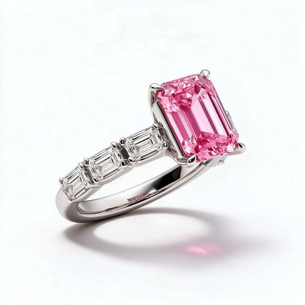 LUCERARO Engagement | Fancy Intense Pink Emerald-Cut Lab-Grown Diamond Ring 4 ct. tw.