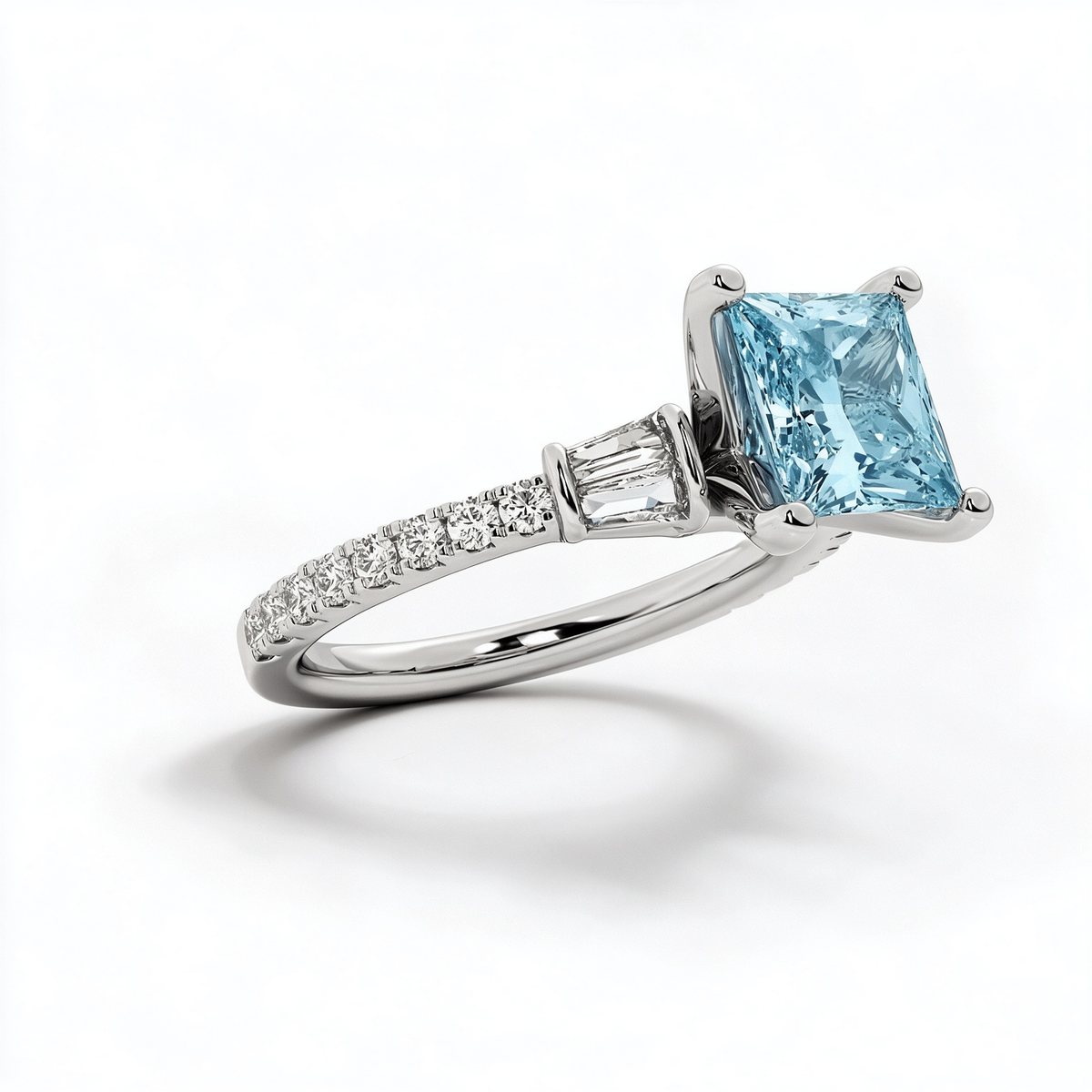 LUCERARO Engagement | Fancy Intense Blue Princess Lab-Grown Diamond Ring 2 ct. tw.