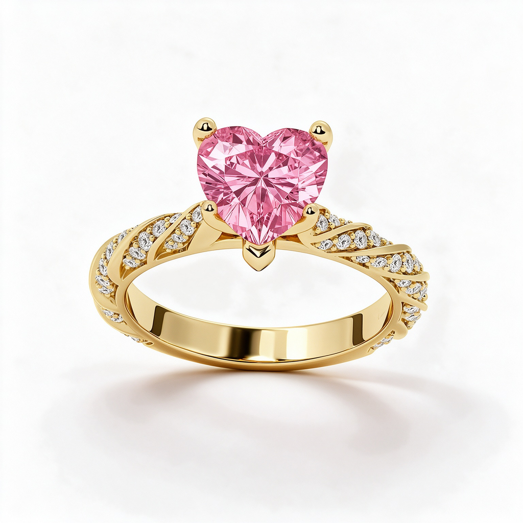 LUCERARO Engagement | Fancy Vivid Pink Heart Lab-Grown Diamond Ring 3 ct. tw.