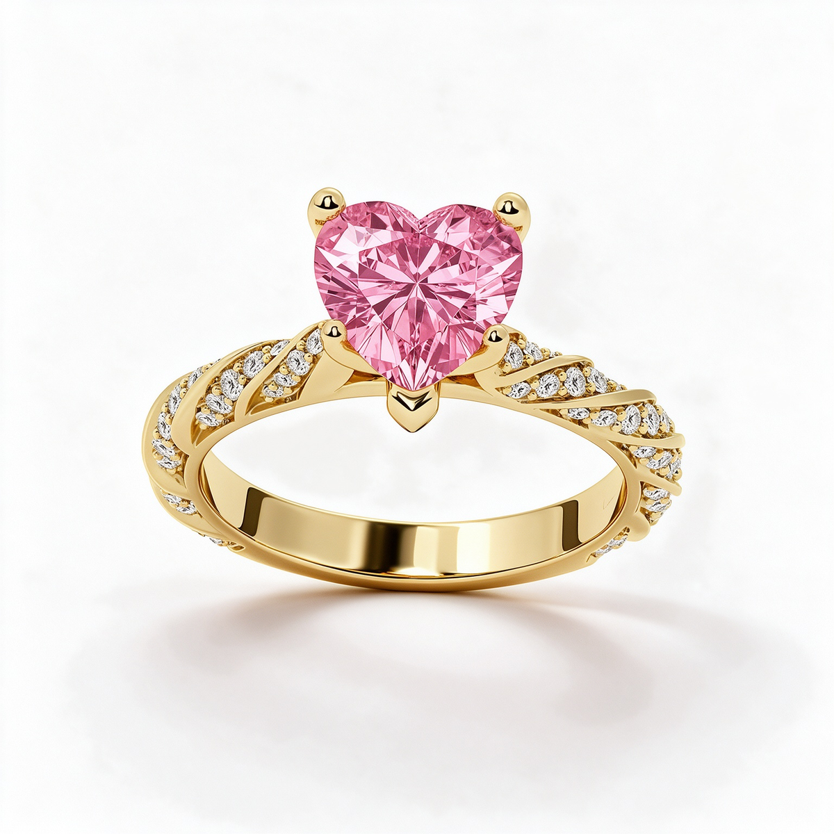 LUCERARO Engagement | Fancy Vivid Pink Heart Lab-Grown Diamond Ring 3 ct. tw.