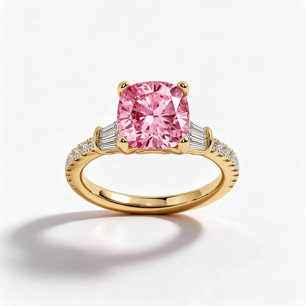 LUCERARO Engagement | Fancy Intense Pink Cushion Lab-Grown Diamond Ring 2 ct. tw.