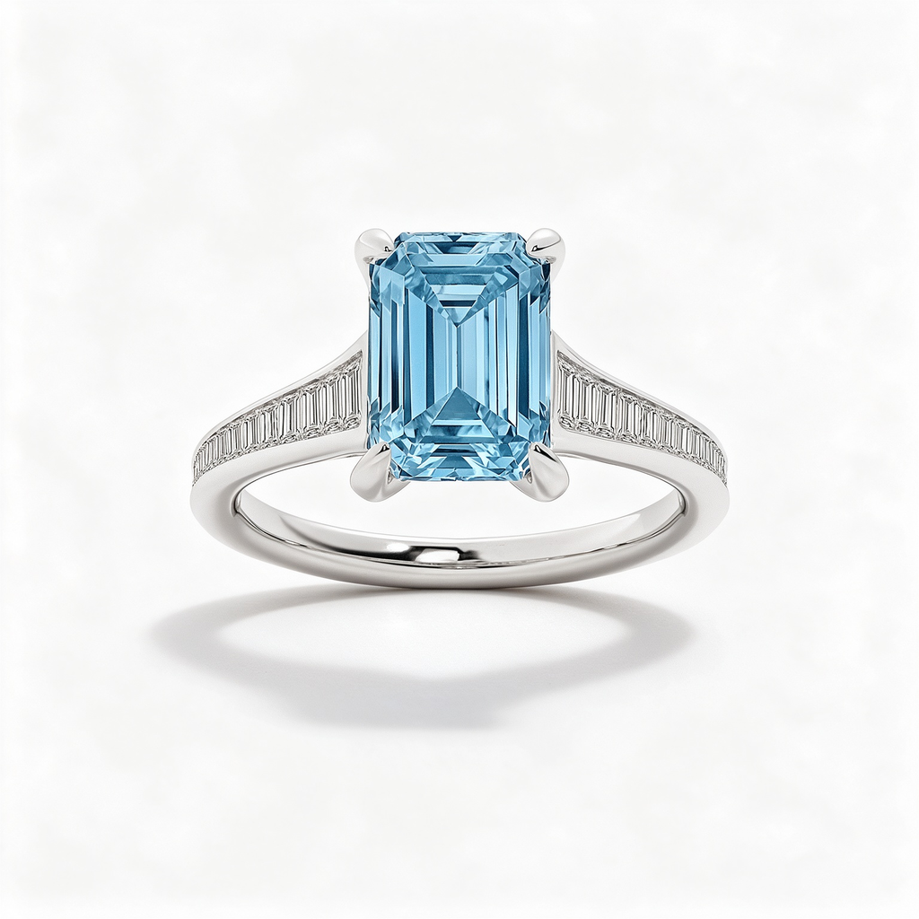 LUCERARO Engagement | Fancy Intense Blue Emerald-Cut Lab-Grown Diamond Ring 2 ct. tw.
