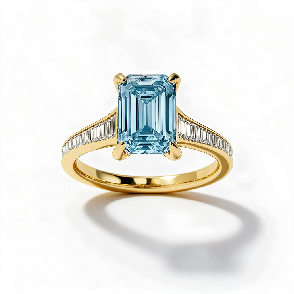 LUCERARO Engagement | Fancy Intense Blue Emerald-Cut Lab-Grown Diamond Ring 2 ct. tw.