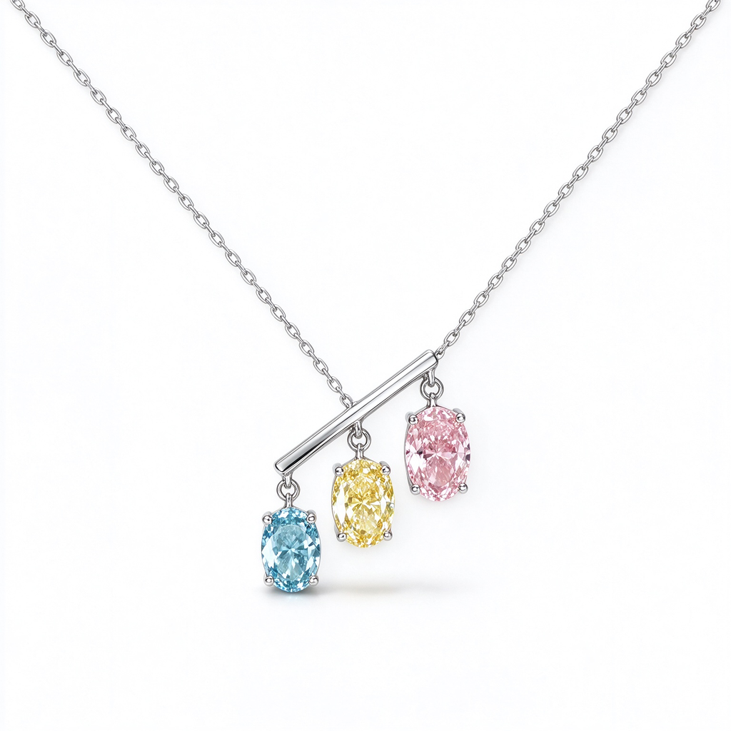 LUCERARO Necklace | Tri-Color Oval Lab-Grown Diamond Necklace 1 1/2 ct. tw.