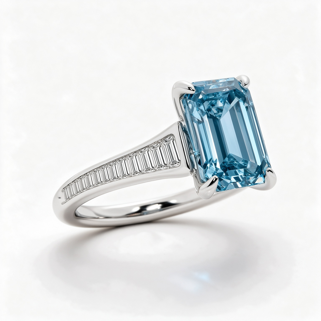 LUCERARO Engagement | Fancy Intense Blue Emerald-Cut Lab-Grown Diamond Ring 2 ct. tw.
