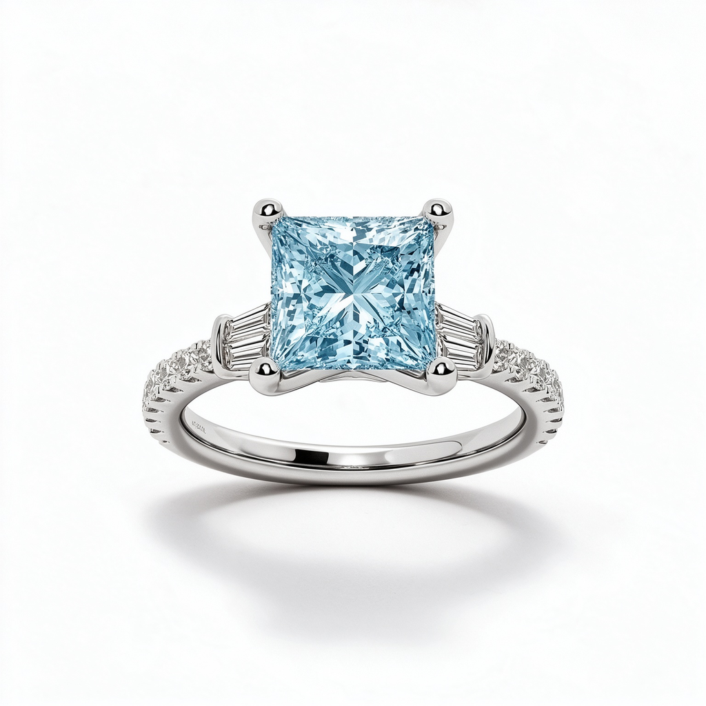 LUCERARO Engagement | Fancy Intense Blue Princess Lab-Grown Diamond Ring 2 ct. tw.