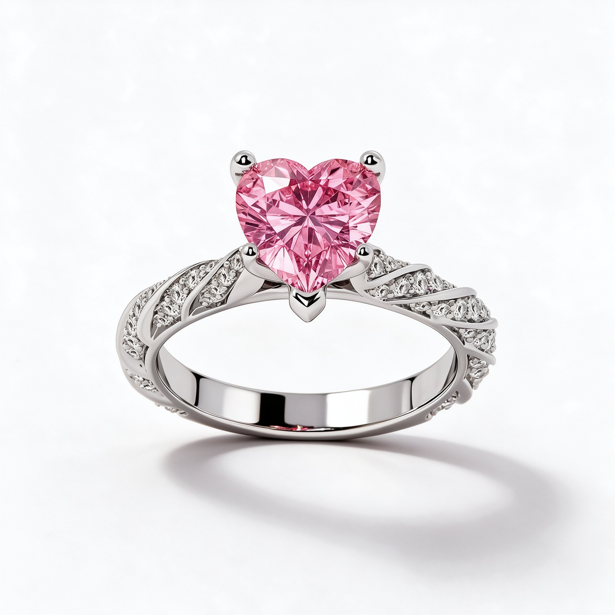 LUCERARO Engagement | Fancy Vivid Pink Heart Lab-Grown Diamond Ring 3 ct. tw.