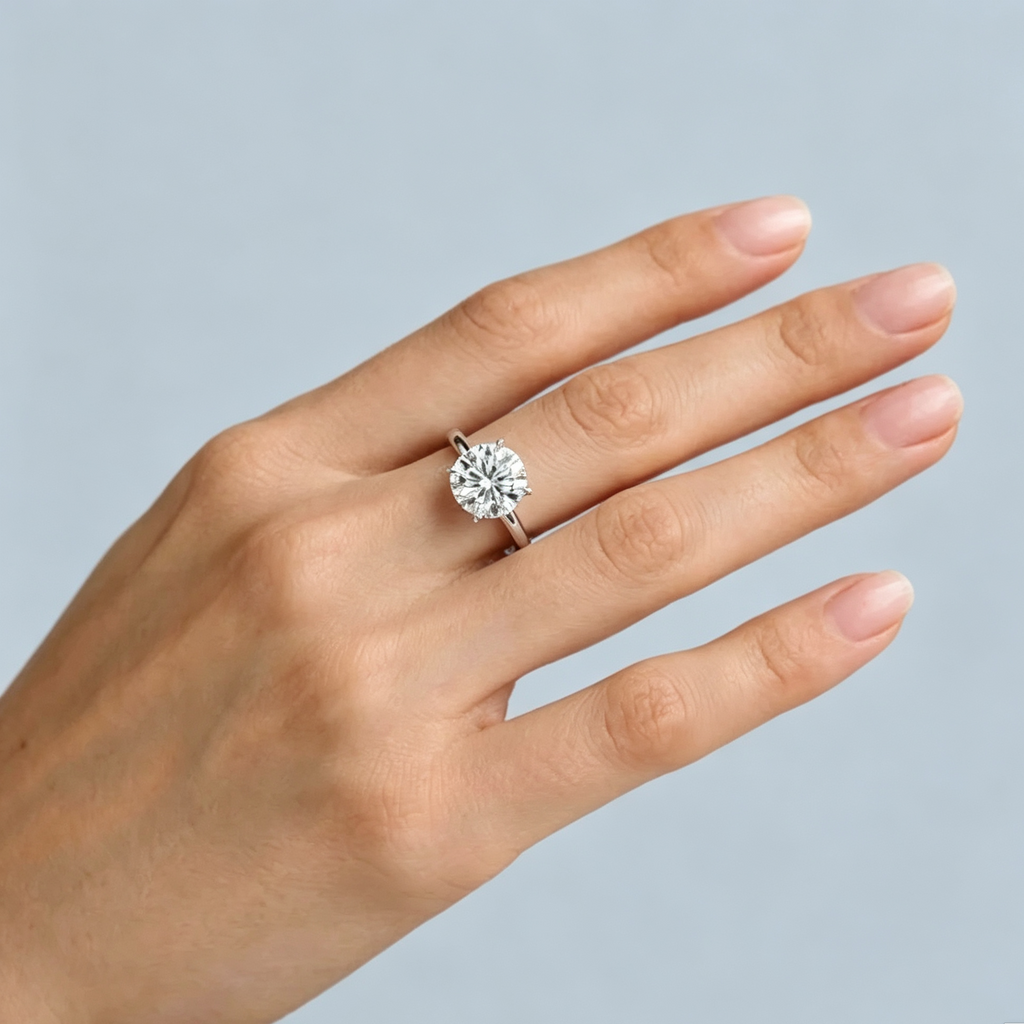 LUCERARO Engagement | Round Brilliant Signature Solitaire Diamond Ring - ER01216