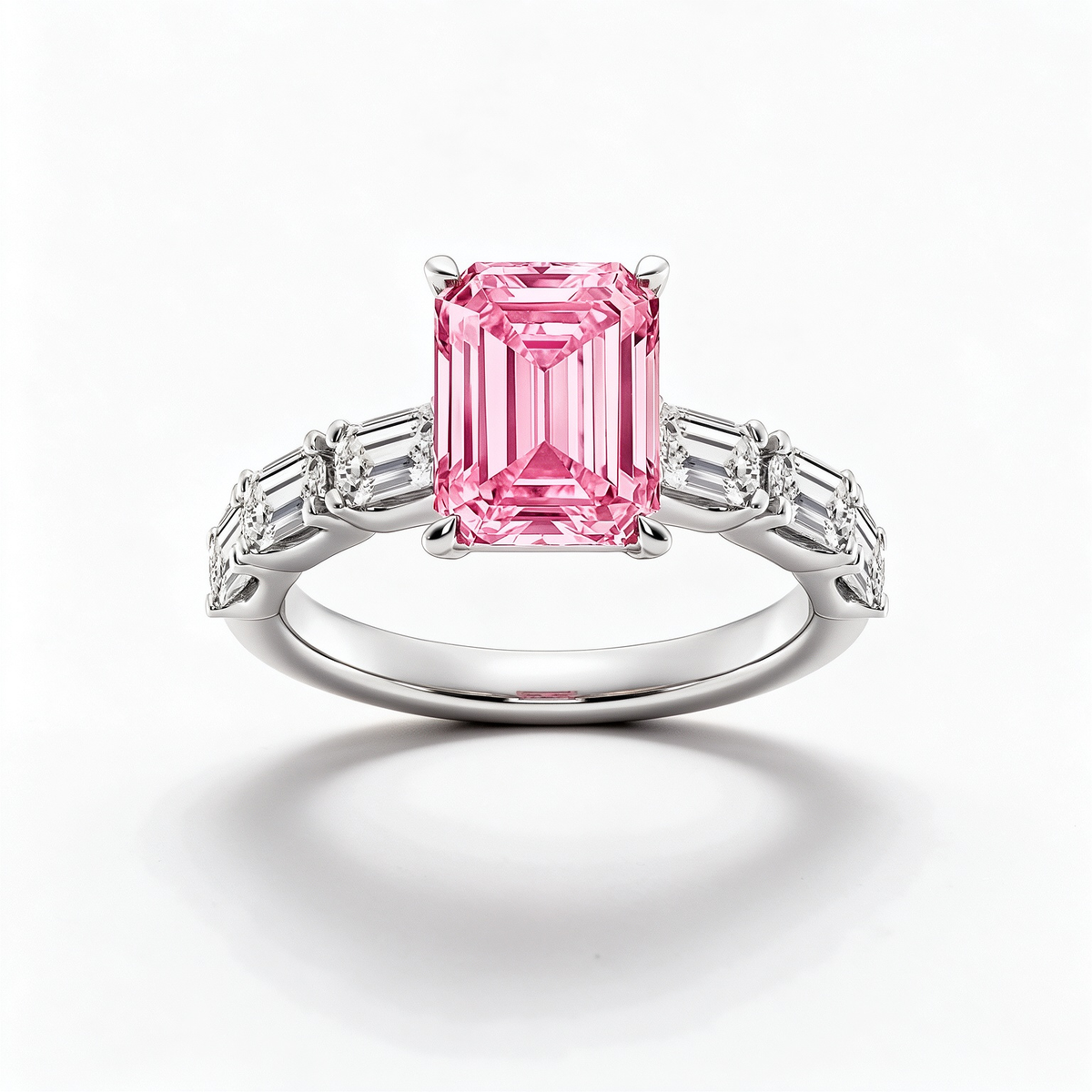 LUCERARO Engagement | Fancy Intense Pink Emerald-Cut Lab-Grown Diamond Ring 4 ct. tw.