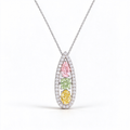 LUCERARO Necklace | Tri-Color Lab-Grown Diamond Elongated Pendant 1 7/8 ct. tw.