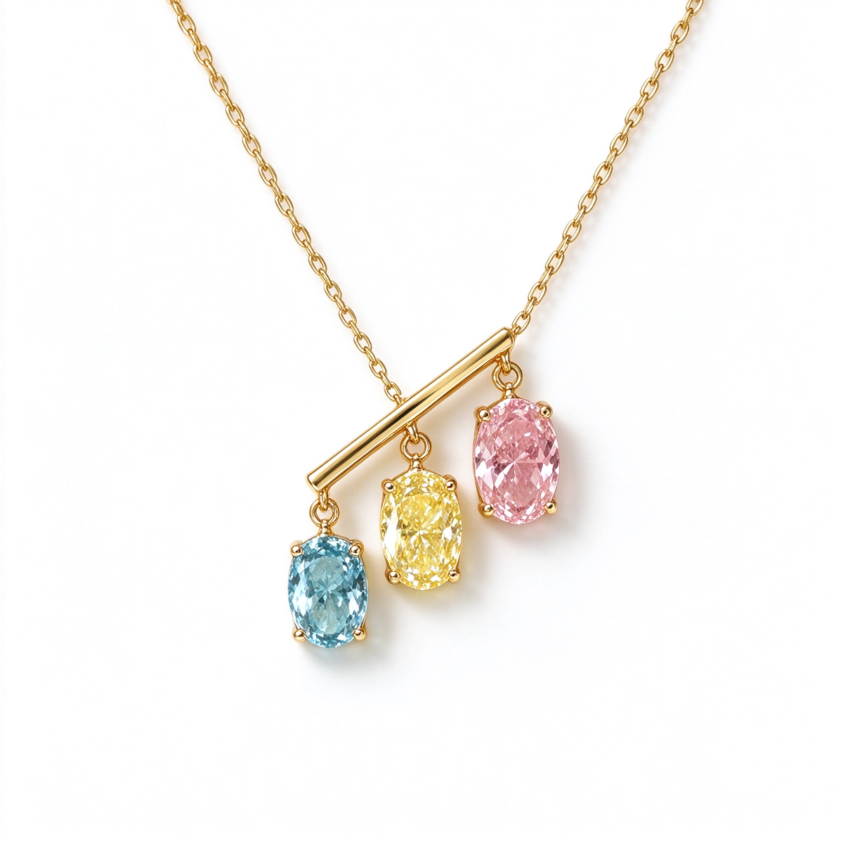 LUCERARO Necklace | Tri-Color Oval Lab-Grown Diamond Necklace 1 1/2 ct. tw.