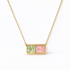 LUCERARO Necklace | Green & Pink Radiant Lab-Grown Diamond Necklace 1 2/5 ct. tw.
