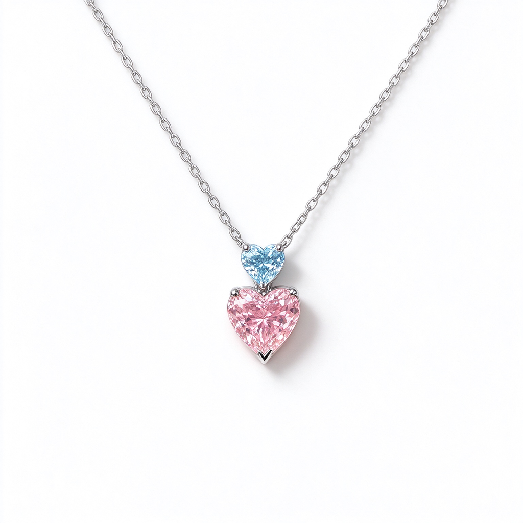 LUCERARO Necklace | Two-Stone Heart Lab-Grown Diamond Necklace 1 1/3 ct. tw.