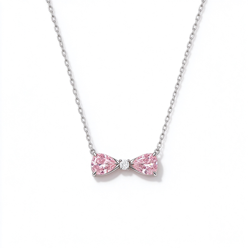 LUCERARO Necklace | Pink Lab-Grown Diamond Bow Necklace 1 1/10 ct. tw.