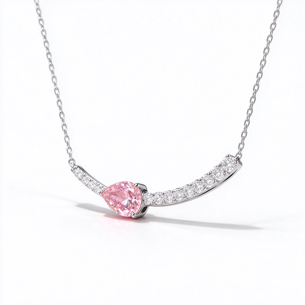 LUCERARO Necklace | Fancy Pink Pear Lab-Grown Diamond Curved Bar Necklace 1 2/5 ct. tw.