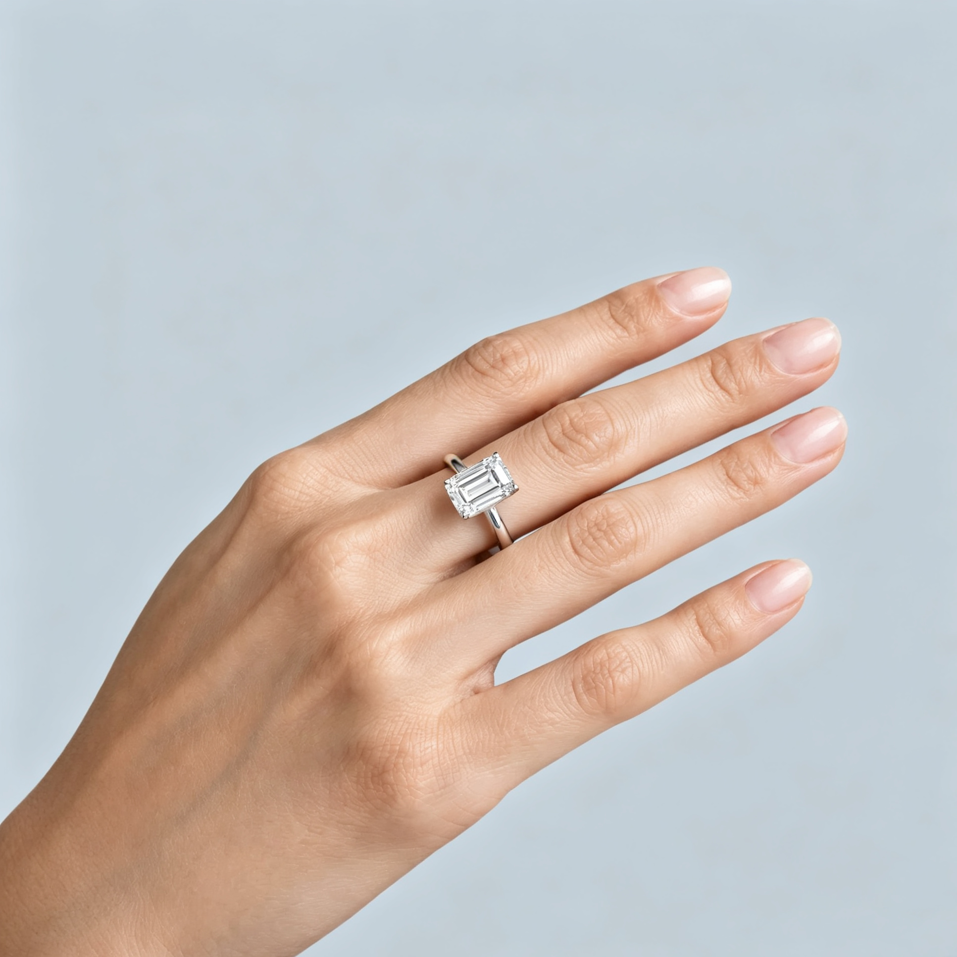 LUCERARO Engagement | Emerald Solitaire Diamond Ring - ER01688