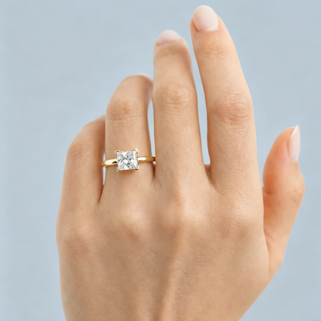 LUCERARO Engagement | Princess Solitaire Diamond Ring - ER01480