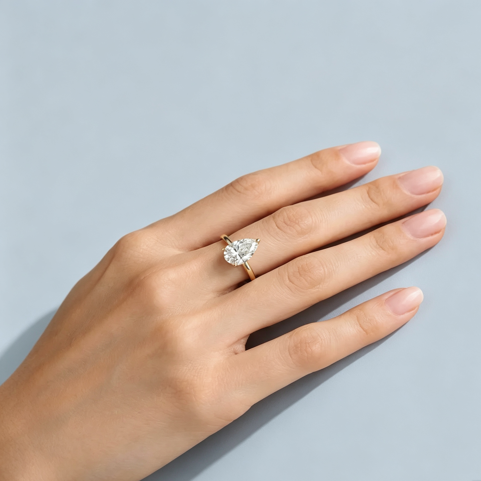 LUCERARO Engagement | Pear Cut Solitaire Diamond Ring - ER01616
