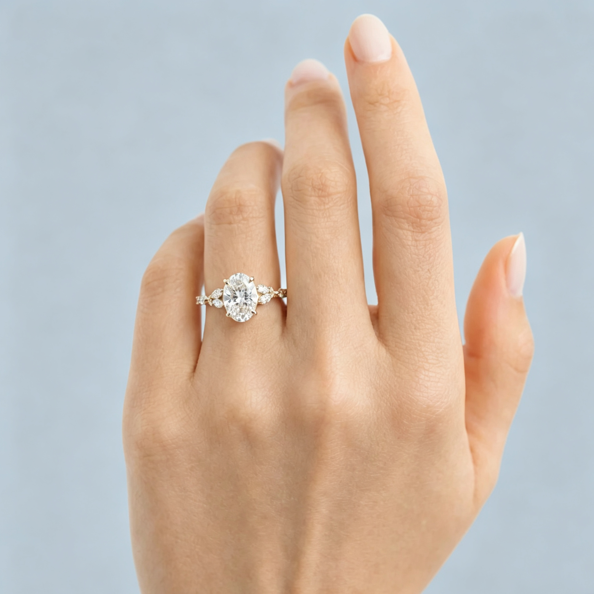 LUCERARO Engagement | Oval Cluster Diamond Ring - ER01608