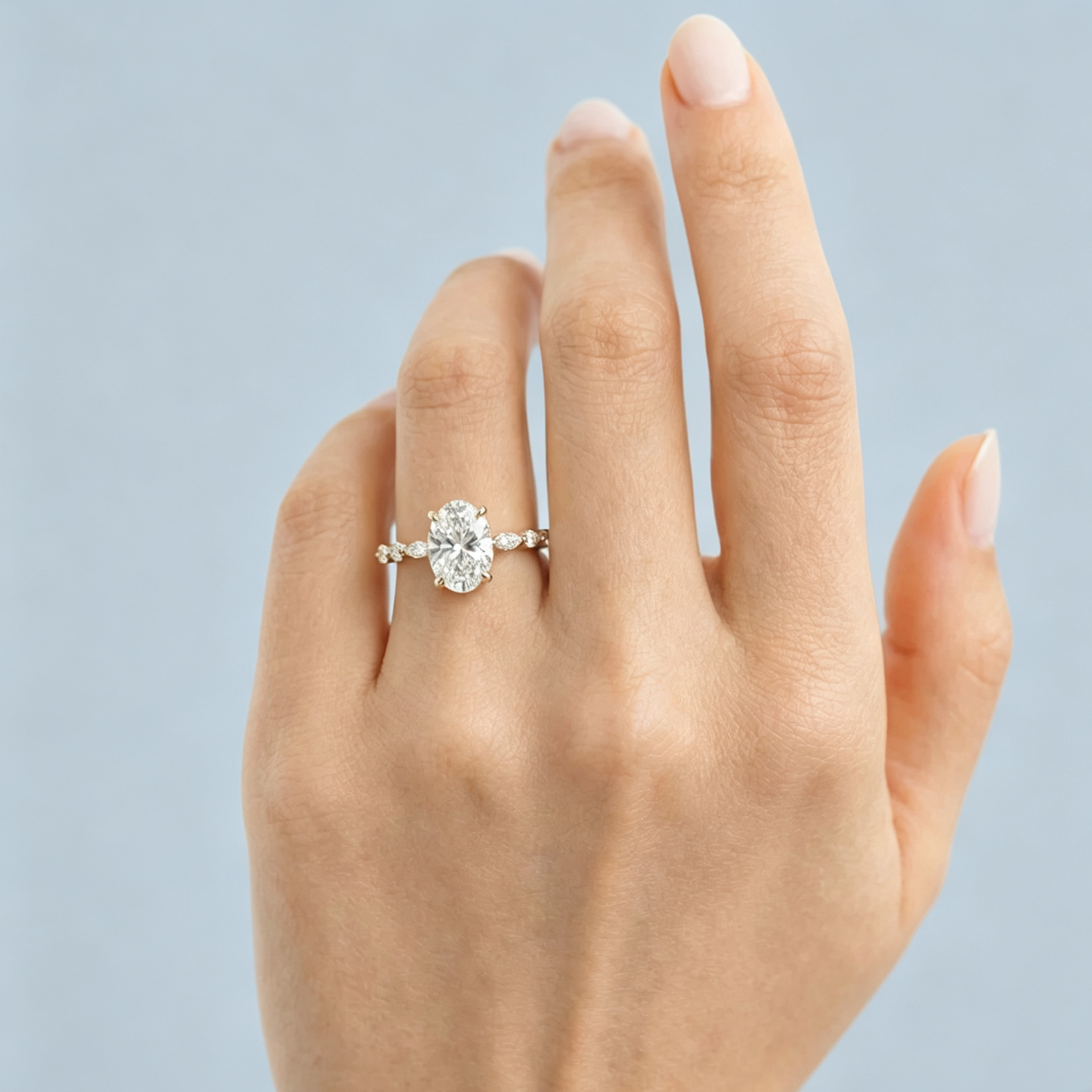 LUCERARO Engagement | Oval Solitaire Diamond Ring - ER01632