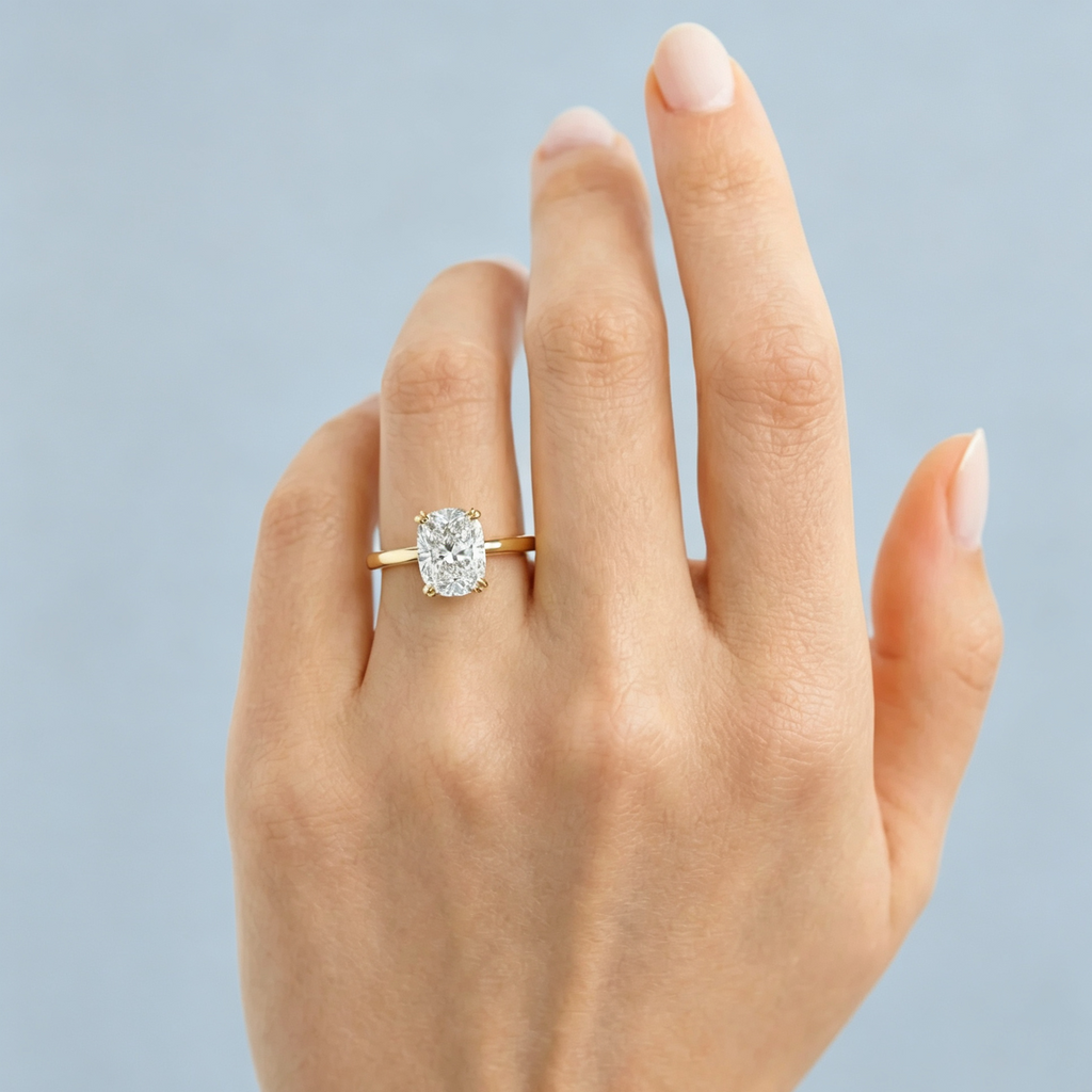LUCERARO Engagement | Cushion Solitaire Diamond Ring - ER01688