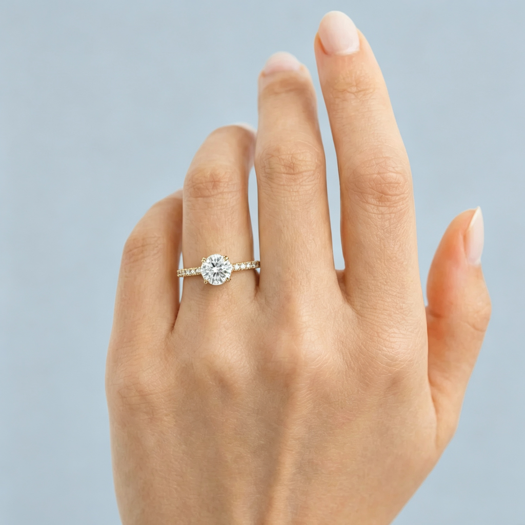 LUCERARO Engagement | Round Hidden Halo Diamond Ring - ER01736