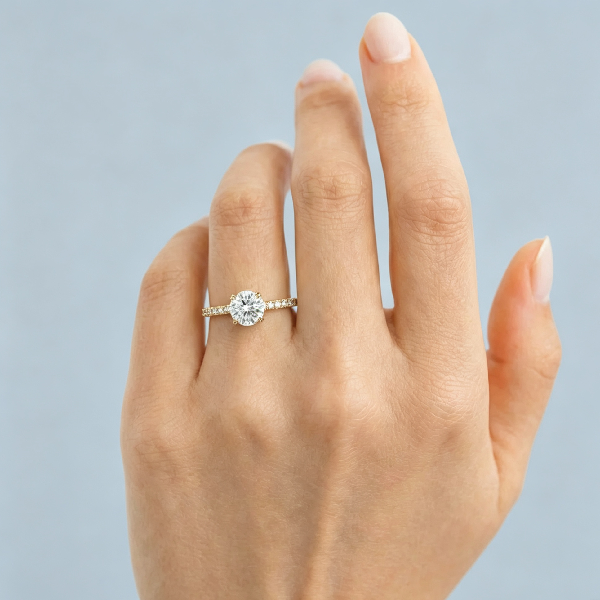 LUCERARO Engagement | Round Hidden Halo Diamond Ring - ER01736